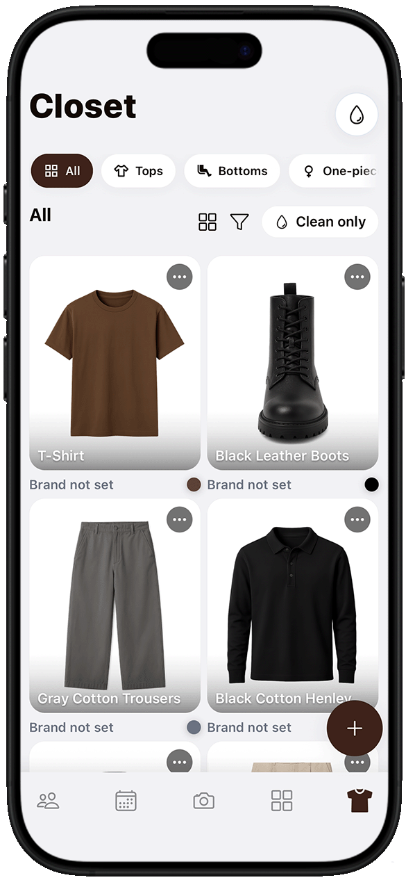 Build your closet screen