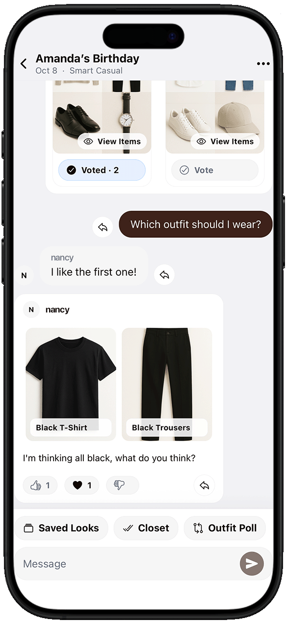 Share and coordinate in group chats screen