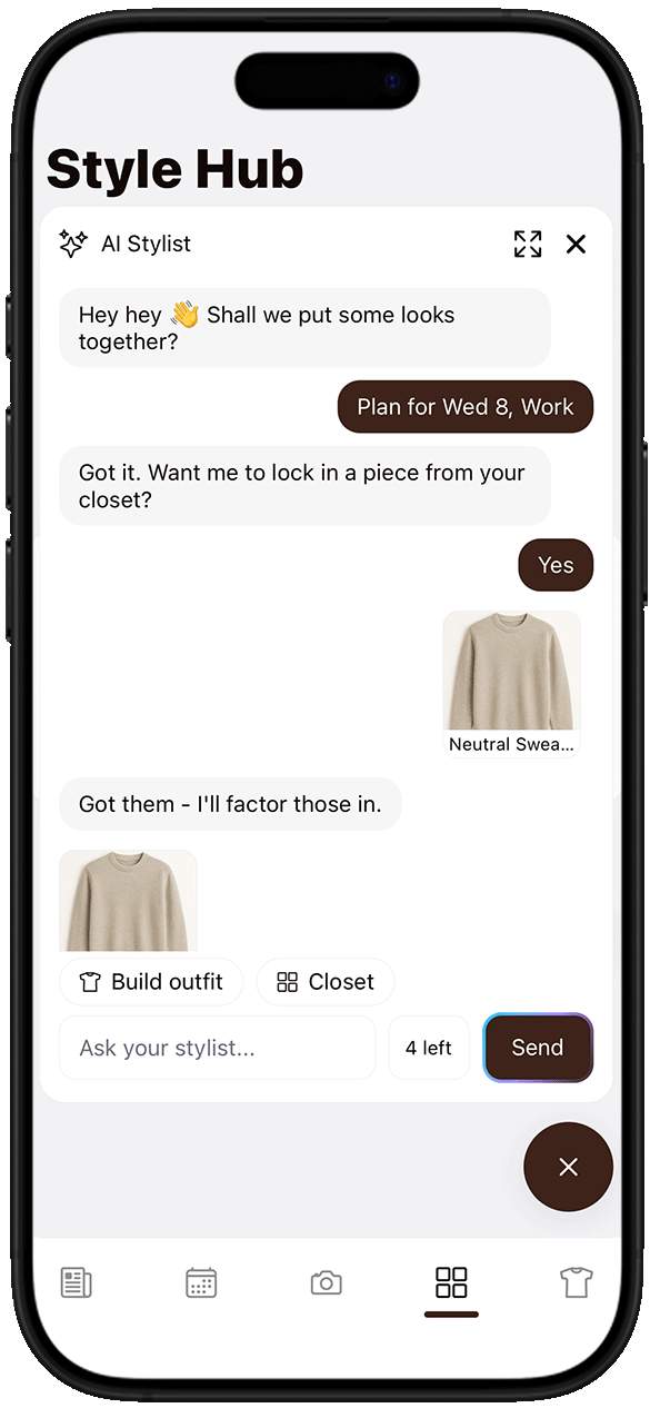 Plan outfits with AI screen